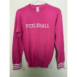 The Bubble Pickleball Sweater Medium Pink & White  Crewneck Preppy Country Club